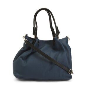 GIANNI CONTI Blue Made In Italy Leather Large Tote
